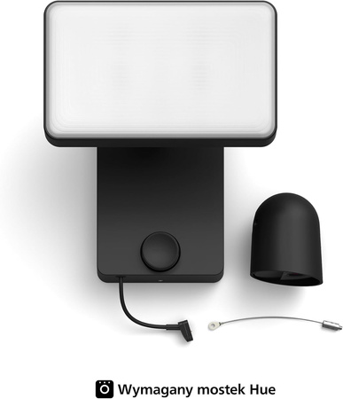 LED-Flutlicht 30.5W 2250lm IP44 Weiß und Farbe Ambiance RGB + TW Schwarz mit Außenkamera IP 1080p Full HD CMOS Smart SMART Zigbee Secure Flutlicht Kamera Philips HUE