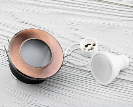 HALOGEN Einbaustrahler IP44, Deckenstrahler Badezimmer Kupfer AQUS + LED GU10 5W 4000K LUMILED