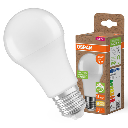 LED-Lampe A60 E27 10W = 75W 1055lm 2700K Warm 200° PCR LAMPS Osram