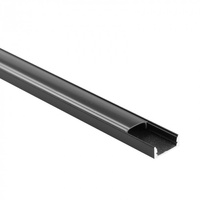 Aluminium LED-Oberflächenprofil Schwarz 2m mit schwarzem Diffusor für LED-Streifen + Kappen Ecolight N-Serie