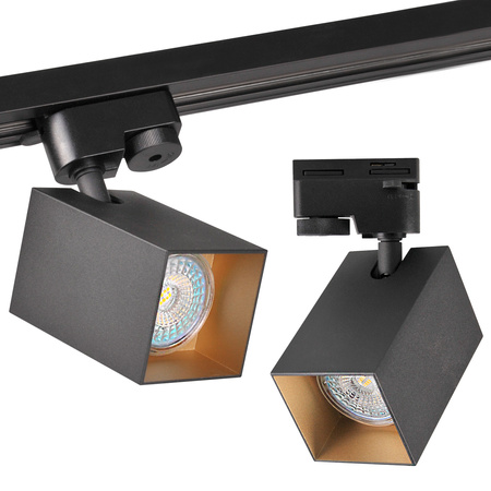 GU10 Schwarz+Gold Stromschienenleuchte für Tragschienen Square POLUX