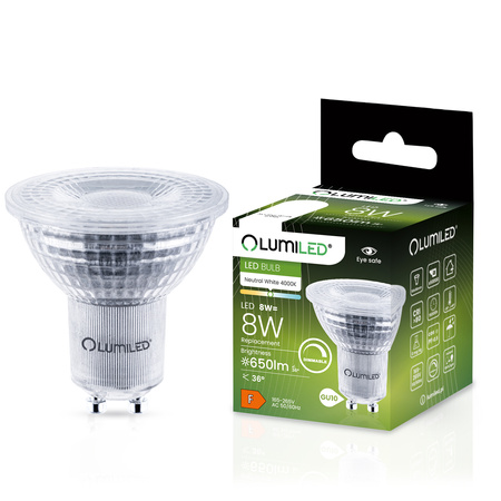 LED Lampen GU10, Glühbirne Dimmbar Spotlight 8W = 80W 650lm 36° 4000K neutral LUMILED