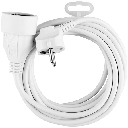 Netzverlängerungskabel geerdete Steckdosenleiste 1 Steckdose 5m weißes Kabel Lendo Lumiled