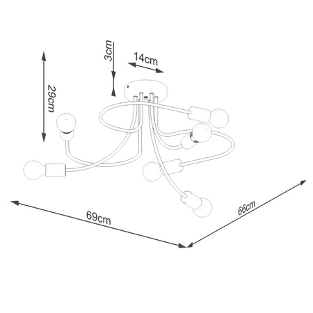 LEVAR Kronleuchter Deckenleuchte 6xE27 Schwarz Industrial SOLLUX
