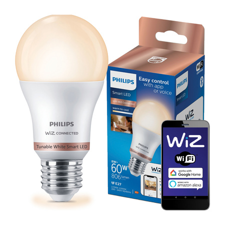 LED-Lampe E27 A60 8W = 60W 806lm 2700-6500K SMART WiFi Philips WiZ