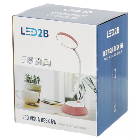 Schreibtischlampe LED 5W Kabellos Dimmbar CCT DIM Rosa Kobi