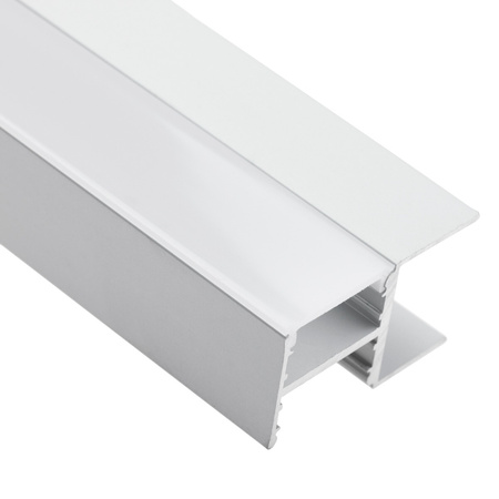 Aluminium-Anodierter Möbelprofil für LED-Streifen KM48 mit Milchglasabdeckung und Endkappen, 1m Silber LUMILED