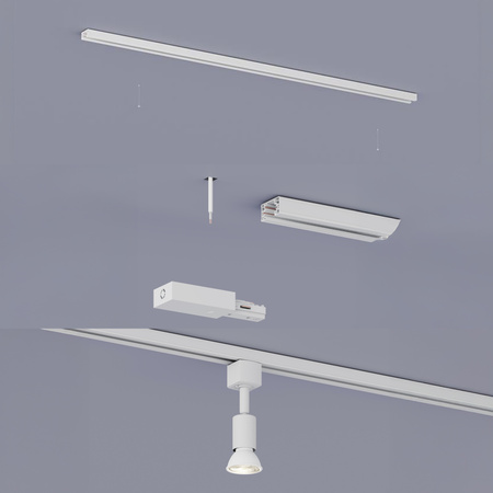 Winkelstecker Typ L Rechtsseitiger Stecker für LED-Beleuchtungsstromschienen Einphasig Weiß EasyLink Philips