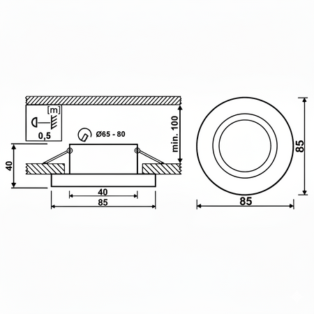 Einbaustrahler GU10, Einbauspot HALOGEN hermetisch für Badezimmer IP44 Kupfer AQUA LUMILED