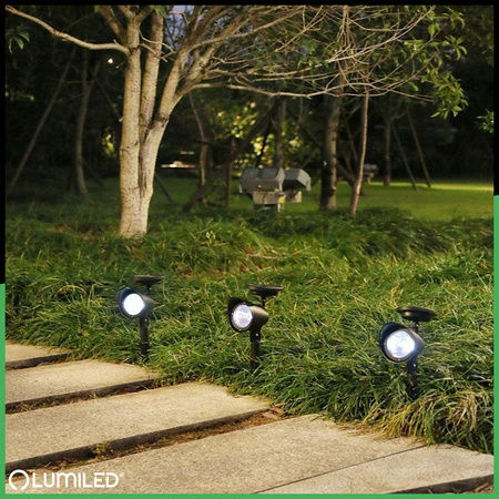 LED Solarbetriebene Gartenlampe Schwarz Gerichtetes OGA Reflektor IP44 6500K LUMILED