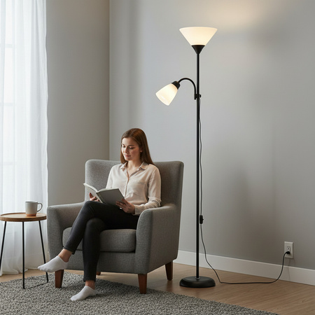 Stehleuchte Stehend 2 Punkt E27 E14 Schwarz Milch Kobi