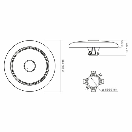 LED-Straßenlampe Park Garten 120W 16800lm CCT 90° 0.53A Schwarz VIDEX