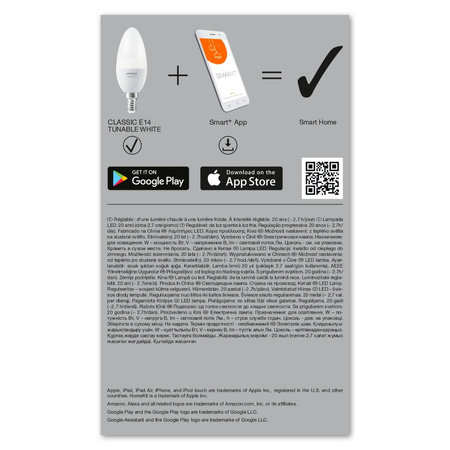 E14 B35 LED Lampen 5W 470lm CCT LEDVANCE SMART+ WiFi Dimmbar