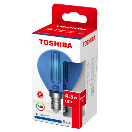 LED-Glühbirne E14 G45 4.5W Glühfaden Blau TOSHIBA