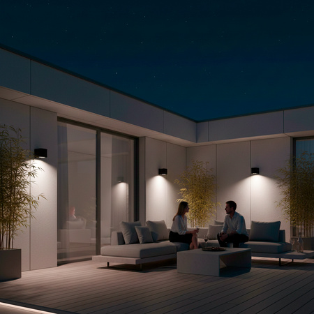 Wandleuchte Außen GU10, Garten-Wandleuchte Schwarz Quadratisch ALLIUM LUMILED