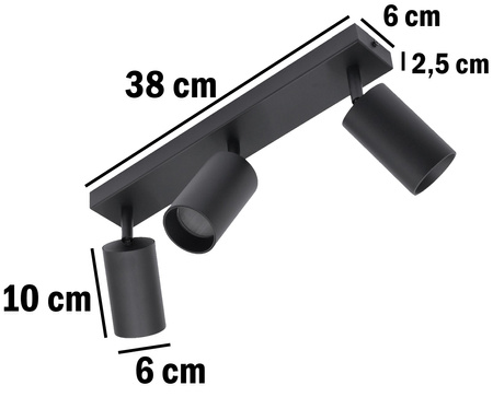 Deckenleuchte 3xGU10 SPOT LED-Lampe QUALIS III Schwarz