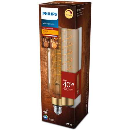 E27 T65 LED Lampe 7 W = 40 W, 470 lm, 1800 K, warmes Filament, bernsteinfarben, PHILIPS, dimmbar