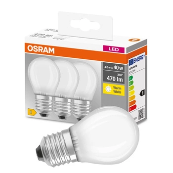 3x LED Lampen E27 P45 4W = 40W 470lm 2700K Warm 300° OSRAM