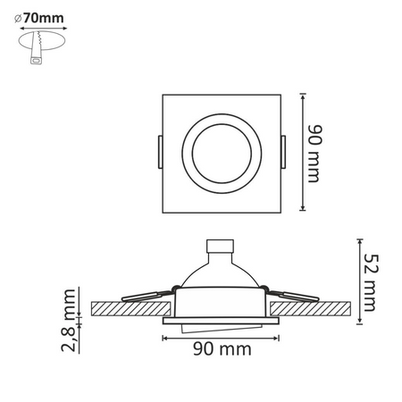 Set aus 3x quadratischer, schwarzer, beweglicher Halogenlampe GOLDLUX (Polux) + GU10 3,5W LED Lampen