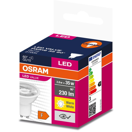 GU10 LED Leuchtmittel 2,8W = 35W 230lm 2700K Warm 60° OSRAM Value