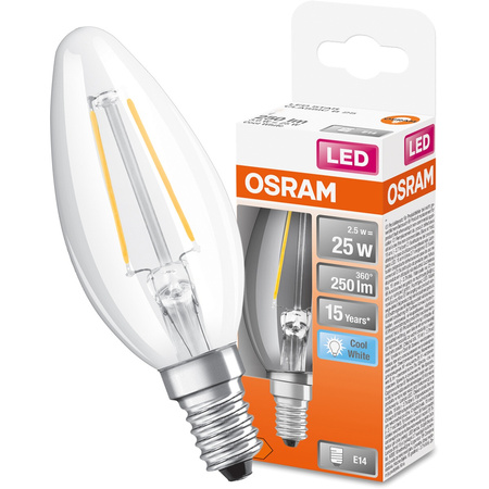 LED Leuchtmittel E14 B35 CL 2,5W = 25W 250lm 4000K Neutral 300° OSRAM STAR Filament