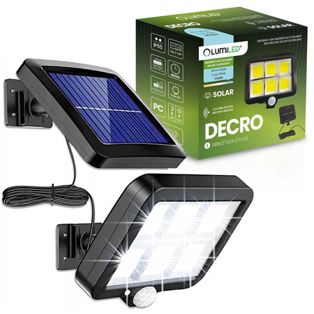 LED-Strahler, Solar-LED-Flutlicht IP65 6500K mit Bewegungs- und Dämmerungssensor DECRO LUMILED