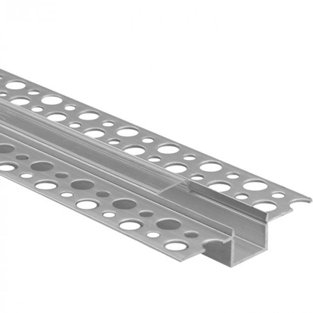 Aluminiumprofil Unterputz für LED Einbau für Gipskarton Platten 2m mit transparentem Lampenschirm und Ecolight-Endkappen