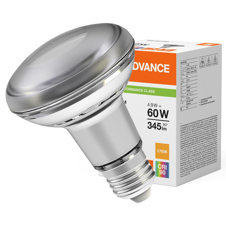 LED Lampen R80 E27 4.9W = 60W 345lm 2700K Warmweiß FILAMENT DIMMABLE LEDVANCE