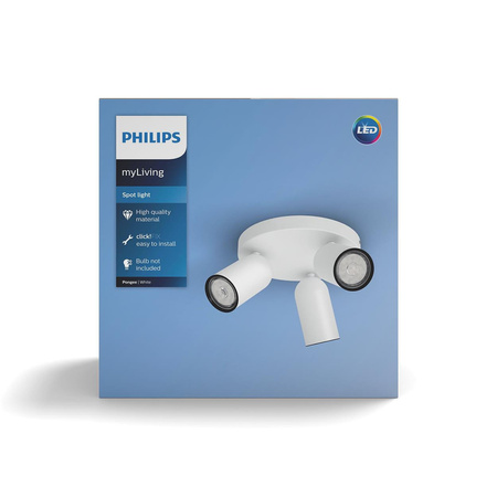 LED PONGEE Deckenleuchte 3x GU10 Reflektor bewegliche Leuchte Weiß PHILIPS