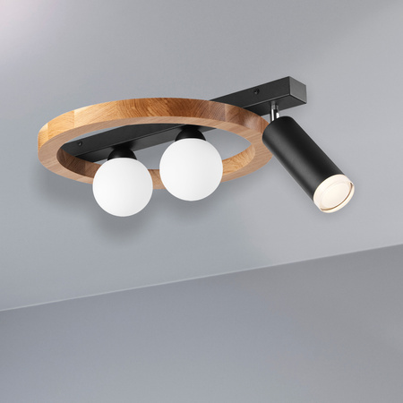 Deckenleuchte OTIS 2xG9 + E27 Schwarz Holz LM - 3.214 / A Lamkur