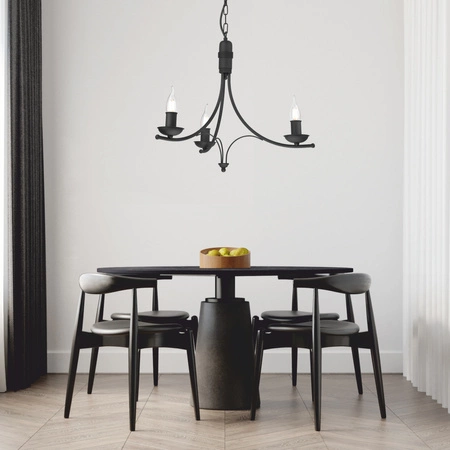 LUCY Hängelampe 3xE14 Kronleuchter Schwarz Klassisch LM-3.153 Lamkur