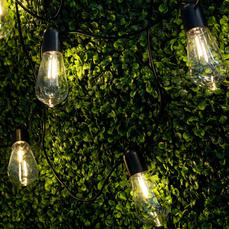 20x LED Solar Lichterkette, Außen Garten Lichterkette 11.48m+EDISON LED Lampen ST58 3000K warm EREMI LUMILED