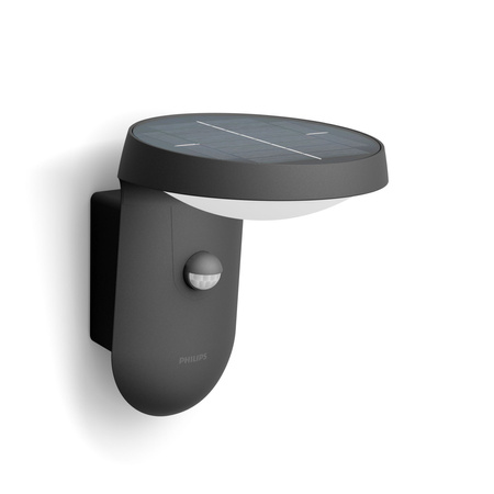Solar-Gartenlampe LED-Wandleuchte TYLA IR 1,2W 3000K IP44 mit Bewegungs- und Dämmerungssensor Anthrazit PHILIPS