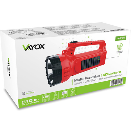 Wiederaufladbare 2-in-1-Taschenlampe 400 lm Seitenlicht und Solaraufladung VA0123 VAYOX