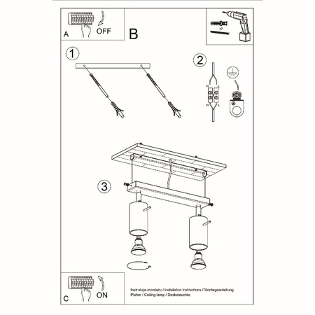 Anbauleuchte BERG 2 2xGU10 Reflektor Halogen Beweglich Skandinavisches Holz SOLLUX