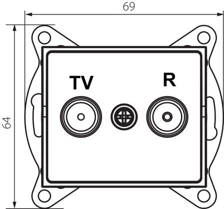 Antennenbuchse RTV Ende Vierkant Graphit LOGI Kanlux
