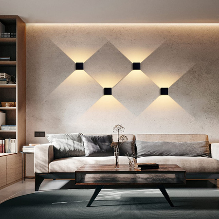 LED-Gartenwandleuchte 2x4W 3000K Nach oben und unten verstellbar Schwarz RIKO KOBI