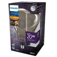 LED Lampen E27 A160 6,5 W = 20 W, 200 lm, 1800 K, warmer Filamentrauch, PHILIPS, dimmbar