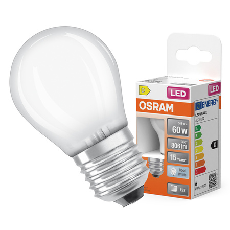 LED-Lampe P45 Ball E27 5.5W = 60W 806lm 4000K Neutral 300° Retrofit Glühfaden CLASSIC Osram