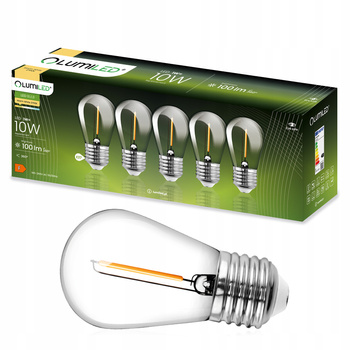 5x LED Lampen E27 ST14 1W = 10W 2700K Warm 100lm Filament für LUMILED Garland