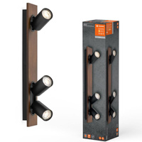 LED-Wand-Deckenleuchte LED-Reflektor 3-Punkt Dekoratives Holz 41W GU10 Schwarz LEDVANCE