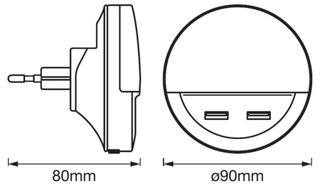 Sockellampe Nachtlampe mit USB-LADEGERÄT 12W LUNETTA LEDVANCE
