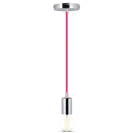 Pendelleuchte E27 Chromschirm mit rosa Kabel VT-7338 V-TAC