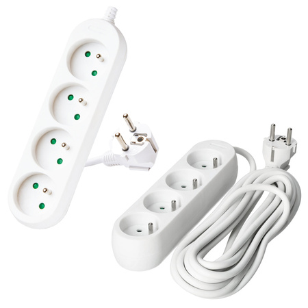 Verlängerungskabel Stecker 4 x geerdete Steckdose Steckdosenleiste 5m weiß Linea Kobi