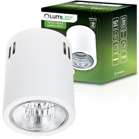 Aufbauleuchte E27, Aufbauspot Runde Tube Weiß Fest APUS 10 LUMILED