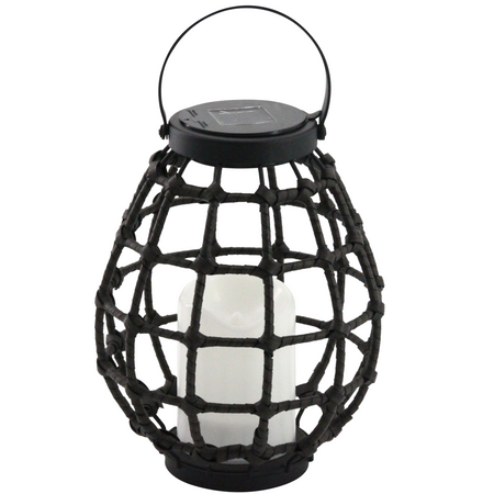 LED-Solarlaterne Garten-Hängelaterne 23cm IP44 schwarzes Metall