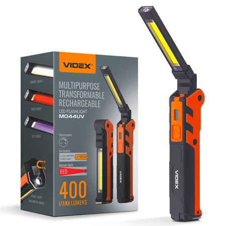 Wiederaufladbare LED-Hand-Taschenlampe 5W 400lm 5 Modi UV Dimmbar Videx