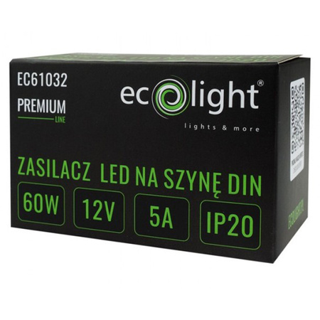 LED-Hutschienen-Netzteil Premium Line 12V 60W Ecolight