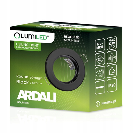 Einbaustrahler GU10, MR16 Einbauspot HALOGEN Runde Fest Schwarz Blech ARDALI LUMILED