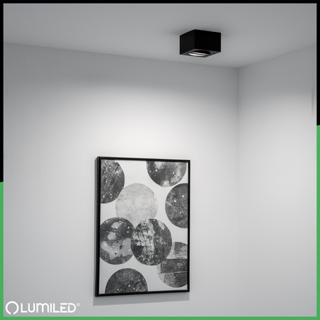 Halogen-Aufbauleuchte GU10, Aufbauspot 50mm beweglich Quadrat Tube Schwarz AMAT-S LUMILED